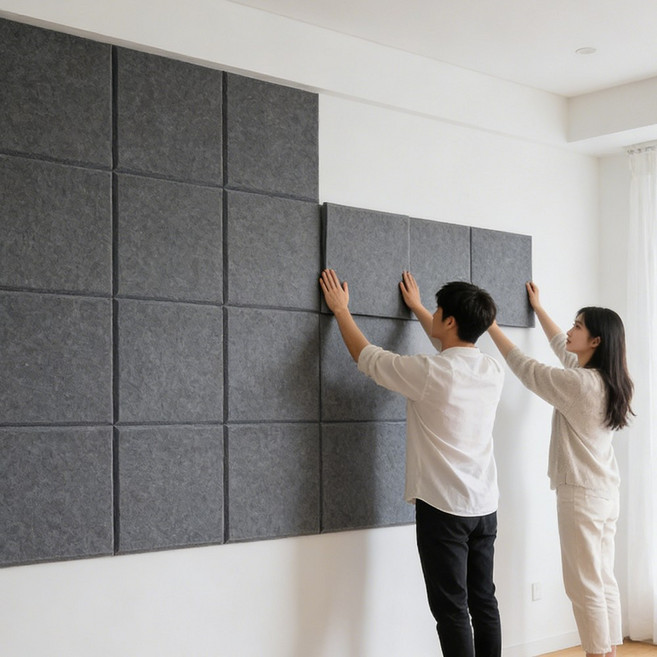 하루꿈 인테리어 방음판 접착식 방음재 흡음재 문소음방지 부착식 차음시트 벽지, 12개, 다크 그레이