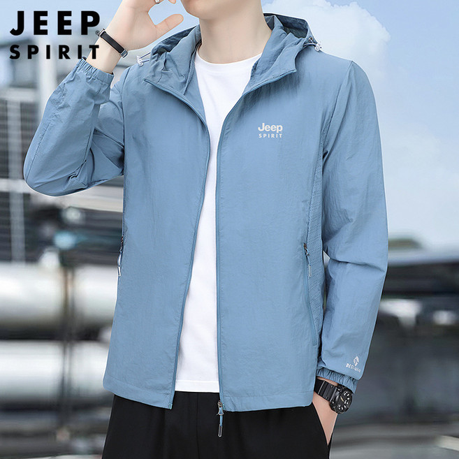 JEEP SPIRIT 지프 스피릿 여름 바람막이 남성 자외선 차단 경량 자켓 후드집업 3032+양말
