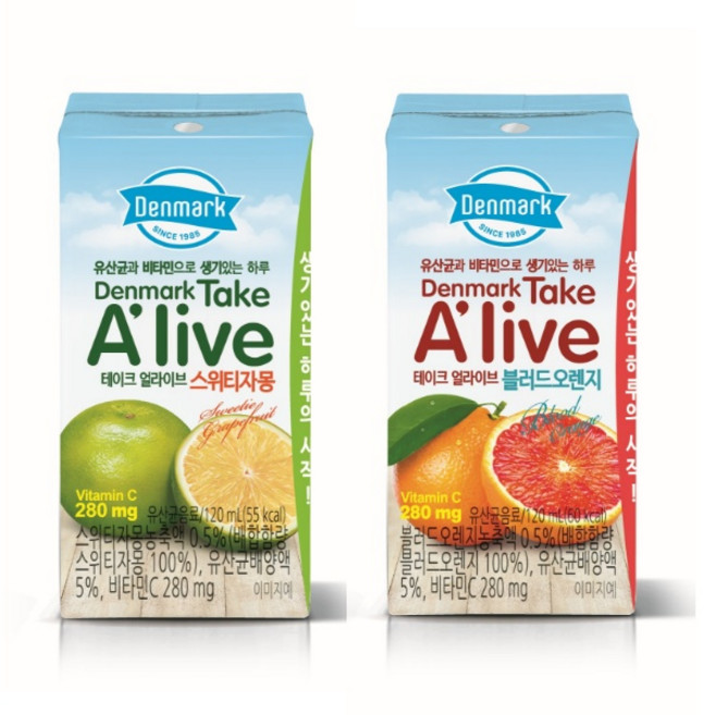 동원 덴마크 테이크얼라이브 120mL x 48개 (스위티자몽 24개 + 블러드오렌지 24개), 1세트
