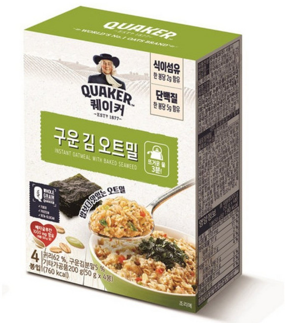 퀘이커 즉석 구운 김 오트밀 200g, 1개