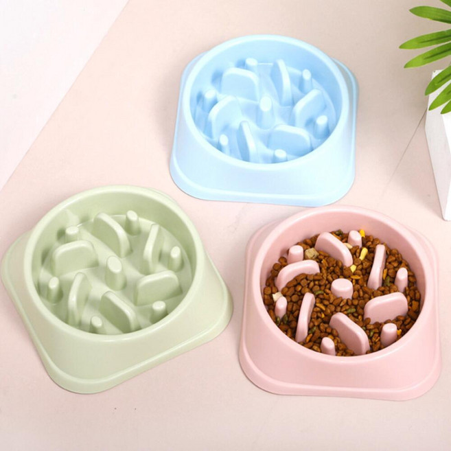 반려견 다이어트용 사료 그릇 강아지 비만 방지 반려동물 밥통 강아지식기, 1비만방지그릇-블루, 1개