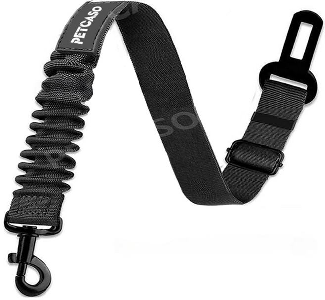 펫카소 강아지 안전벨트 충격방지 차량용 애견 고탄력 튼튼한 벨트, 블랙, 1개