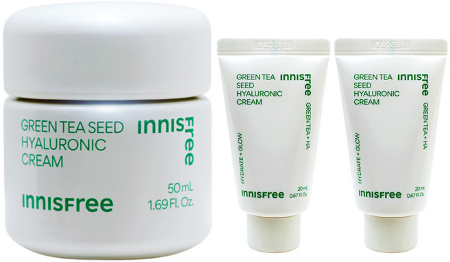 이니스프리 그린티 씨드 히알루론산 크림50ml+(20mlx2개증정), 1개, 50ml