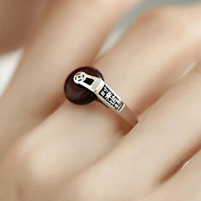 여성 금전 재물 성공 레드 스톤 회전 오픈 링 반지 A2748