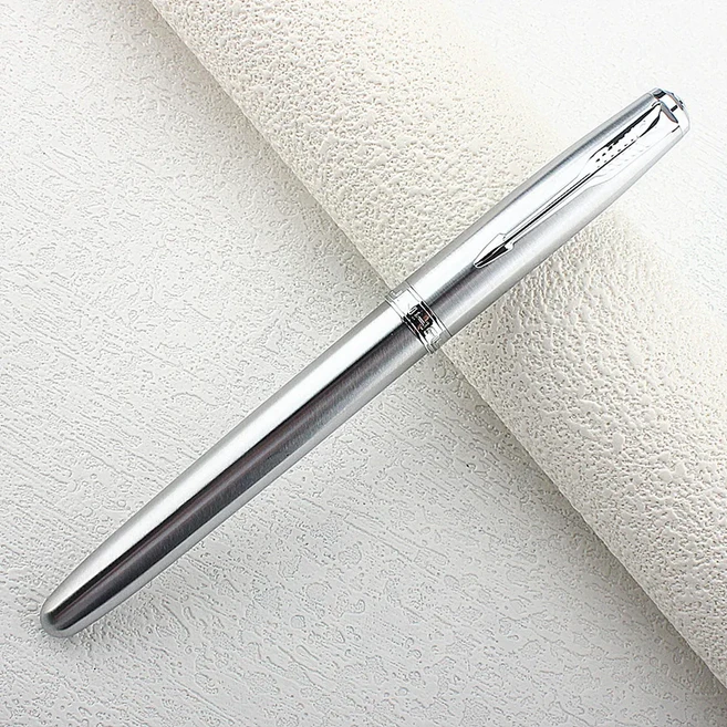 Jinhao 85 스테인레스 스틸 만년필 EF/0.38MM 펜촉 잉크 변환기 쓰기 선물 펜, 02 85-1