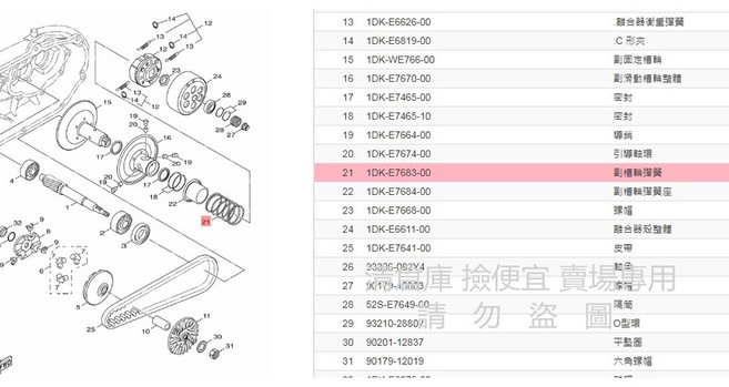YAMAHA 山葉 原廠 壓力彈簧 1DK-E7683-00, 1個