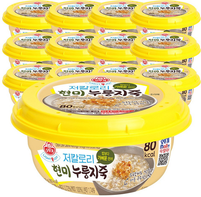 오뚜기 LIGHT&JOY 저칼로리현미누룽지죽 215g 12개