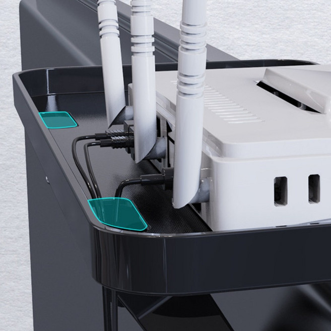 튼튼한 모니터트레이 전선구멍 각도조절 수납선반 블랙, 소형