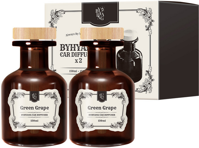 바이향 차량용 디퓨저 150ml, 청포도, 2개