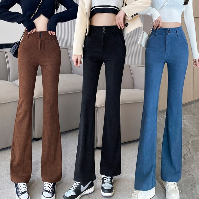 스타일아유 벨로아 코듀로이 골덴 밍크안감 기모 여성 겨울 부츠컷 팬츠