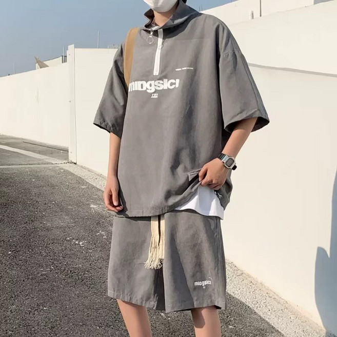 1506/TZ908/P50여름스포츠캐주얼슬랙스세트피치반팔반바지남녀