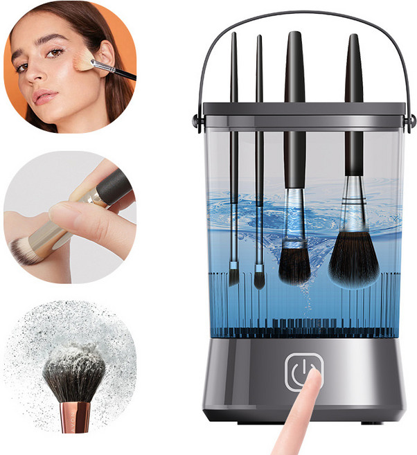 메이크업 브러쉬 세척기 쾌속 건조 먼지 제거 살균 자동 세탁기 화장 브러시, 블랙, 1개