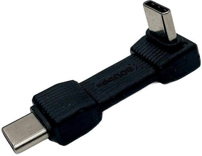 파이온 240W 직각형 C to C타입 소프트 숏 케이블, 1개, 블랙, 42mm