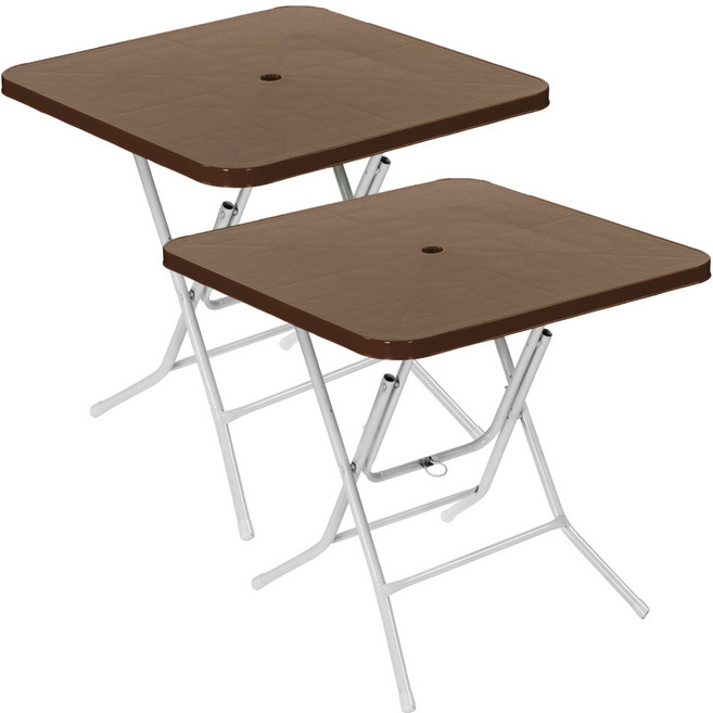 플라스틱테이블 사각테이블 야외테이블 편의점 포장마차 간이 접이식, 브라운 2개