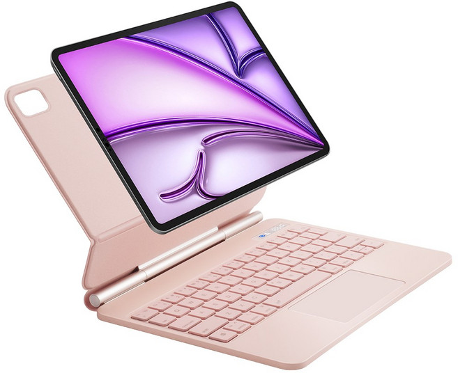 DANYCASE 아이패드 자력 흡착 디지털 전력 마법 키보드 케이스, 핑크, 1개