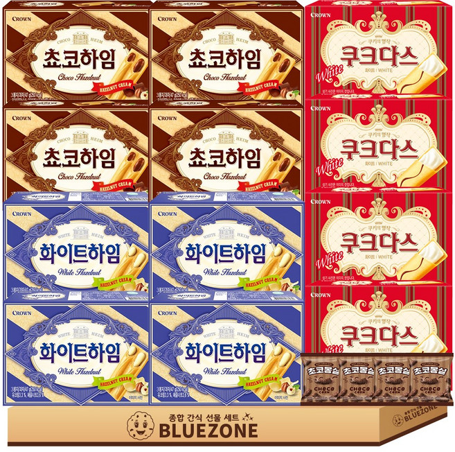 크라운 과자세트 쵸코하임4개 화이트하임4개 쿠크다스4개 몽실4개, 1개