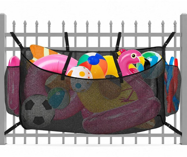 GLOMAXLY Pool Float Storage Bag Large Hanging Organizer for Pool Side and Fence Poolside Pouch Hol, GLOMAXLY Pool Float Storage Ba