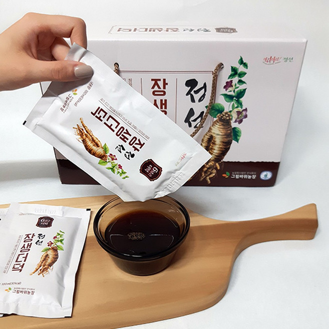 강원도 정선 장생 더덕즙 엑기스 100% 진액 6년근 선물세트 100ml x 30포, 정선 장생더덕즙 100ml x 30포, 30개