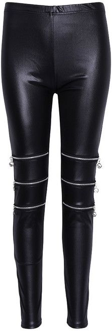 여성용 인조 가죽 스트레치 스키니 펜슬 바지 지퍼 장식 레깅스