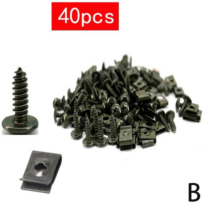 20-100pcs 셀프 태핑 나사 자동차 오토바이에 대 한 금속 패스너 클립 U-클램프 녹 방지 철 시트, 01 B, 01