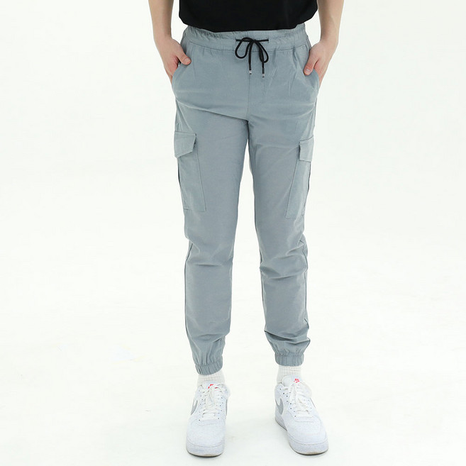 남성용 여름팬츠 쿨스판 포켓 카고 밴딩 조거 일자 팬츠 냉장고바지