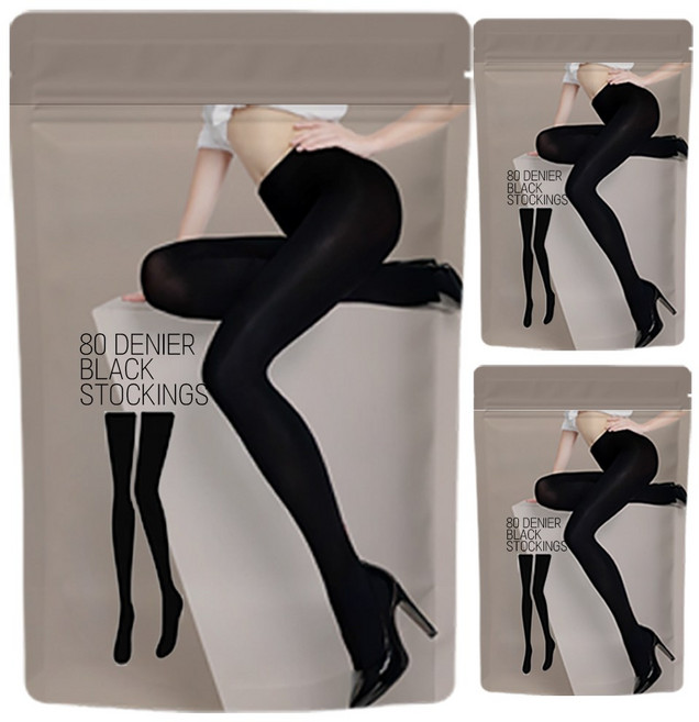 [마감세일] 3개 구성 80D 고탄력 팬티 스타킹 검정 블랙컬러 비침없는 직장인 학생스타킹 80 데니아 유발 타이즈