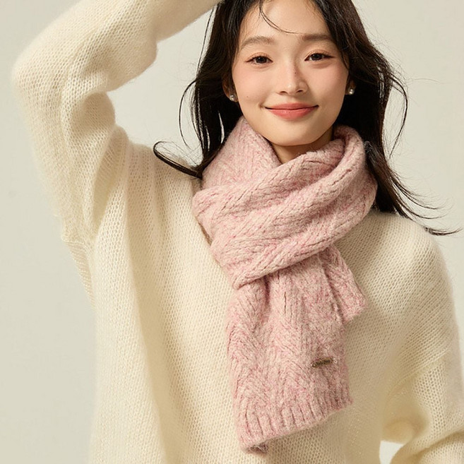 남자 여자 겨울 외출 패션 알파카 혼방 사선 패턴 니트 머플러 목도리 joe+4912eh