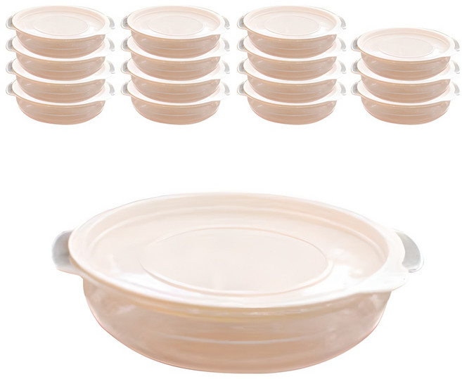 가쯔 심플쿡 냉동밥 전자렌지용기 아이보리, 16개, 400ml