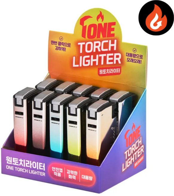 편의점 판매용 국내개발 원토치 그라데이션 원토치 라이터 메탈토치 고급터보 10개, 5색 그라데이션