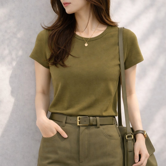 미브레 여성 캡내장 노브라 반팔티 빅사이즈