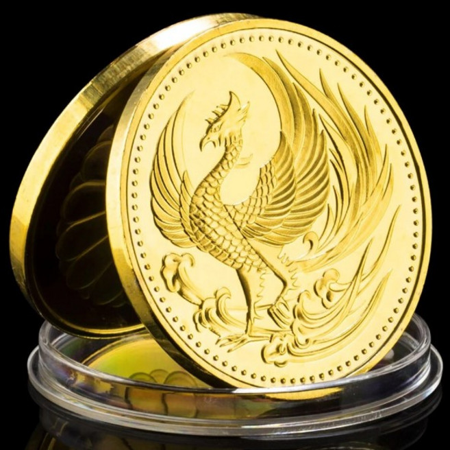 피닉스 기념주화 동전 골드도금 신화적 생물 새패턴 소장용
