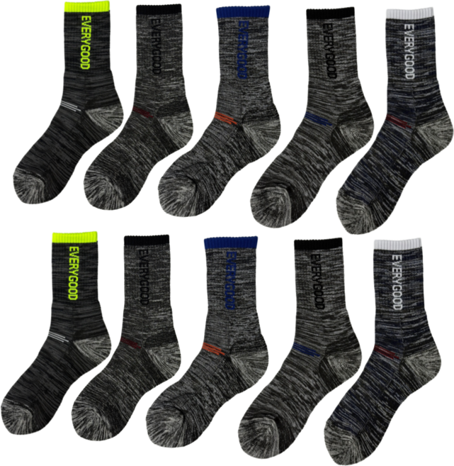 에브리굿 멀티 아웃도어 이중쿠션 등산 장목 남성 양말 10켤레, 1세트, 혼합색상