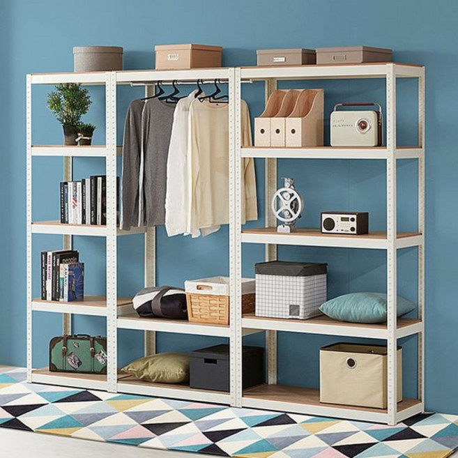 무볼트 스탠드 앵글 선반 조립식 펜트리 진열대 경량랙 창고 베란다 3단 4단, 시스템행거80 3단 180 화이트