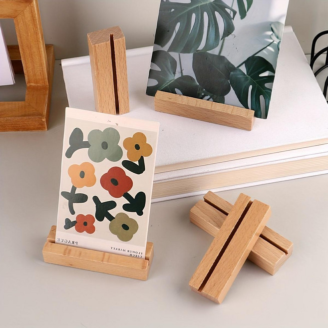 감성 우드 원목 메모 꽂이 사진 엽서 홀더 3pcs, 3개, 1단