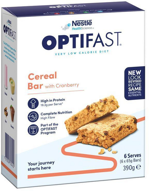 호주 옵티패스트 Optifast Bars Cereal 네슬레 크렌베리 시리얼 프로틴바 6개입, 5개, 390g