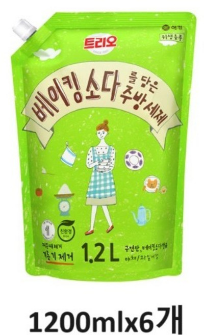 트리오 베이킹소다를 담은 주방세제, 1.2L, 6개
