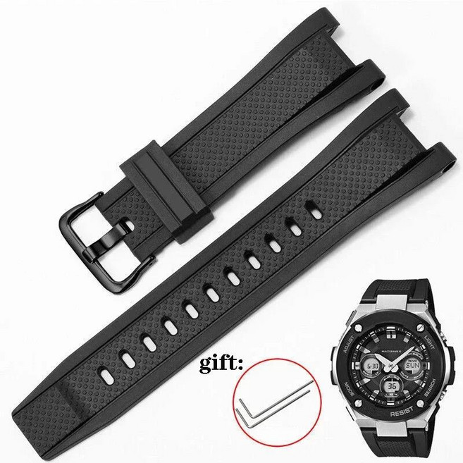카시오 G-Shock GST-W120L S130L S310 B100 GST-W100G 남성용 고무 손목 밴드 팔찌 GST 시리즈 벨트 용 26-