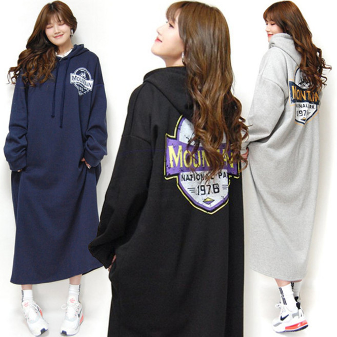 마이쏭 빅사이즈 기모원피스 임부복 여성 마운틴오버핏후드롱원피스(기모)