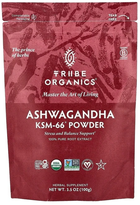 Tribe Organics 아슈와간다 KSM-66 가루 100g, 1개 - 쿠팡