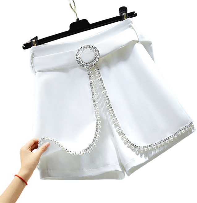 여성용 댄스복 비즈 큐빅 하이웨스트 와이드 팬츠 반바지 뉴타임즈 W199E460