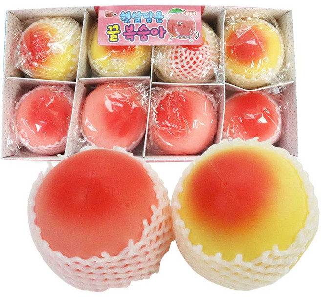 피앤피3000 햇살담은 복숭아 말랑주물럭 / 말랑이 몰랑이 스트레스 볼 모찌 스퀴시 클레이 푸쉬팝 푸시팝, 1개