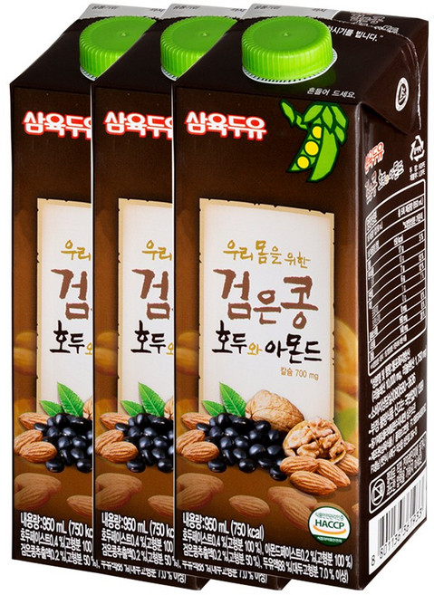 맛있는두유 검은콩 호두와 아몬드, 950ml, 3개