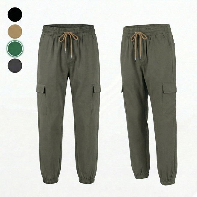 미닝유 면스판 봄 남자 여자 키작녀 카고 조거 스판 바지