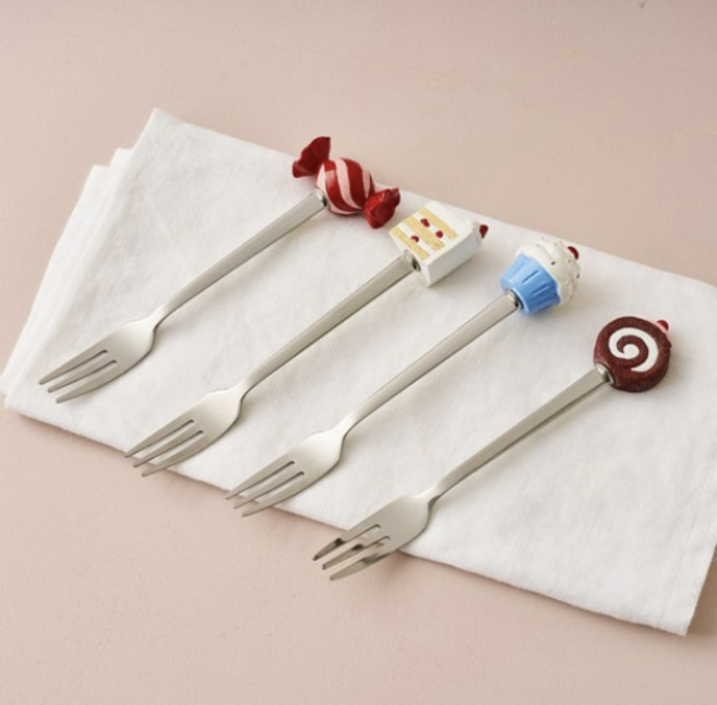 모던하우스 슈가타르트 레진 티포크 4종 세트, 1세트, 혼합색상