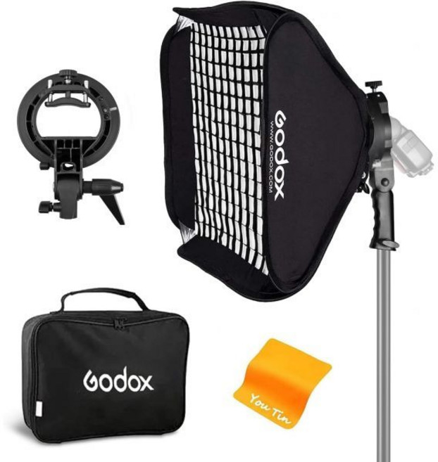 GODOX 고독스 소프트박스 32x32in 80x80cm S타입 플래시 브라켓 보웬스 마운트 홀더 포함 스튜디오 스피드라이트 촬영용 V1 V860 TT685 TT600 AD20, Godox softbox 32"with Grid, 1개