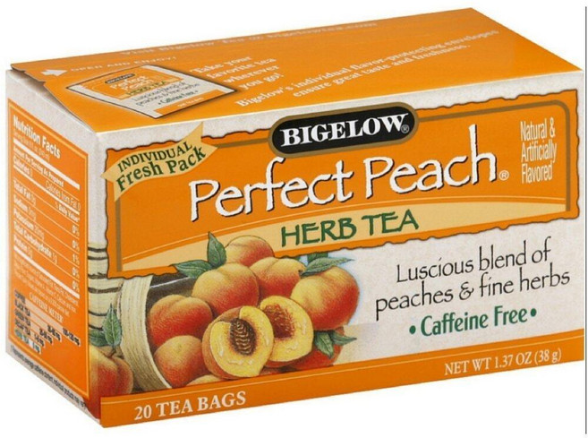 Bigelow Tea 차 - 복숭아 6개 케이스 20개 백, 38g