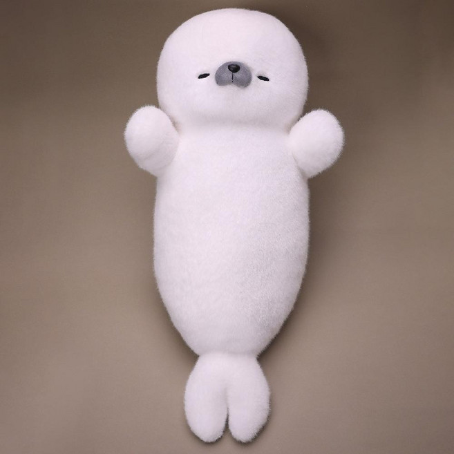 귀여운 물개 인형 잠자는 베개 생일 선물 뽀글이 절친 바다사자, 눈을 가늘게 뜨고 70cm  원본 진품