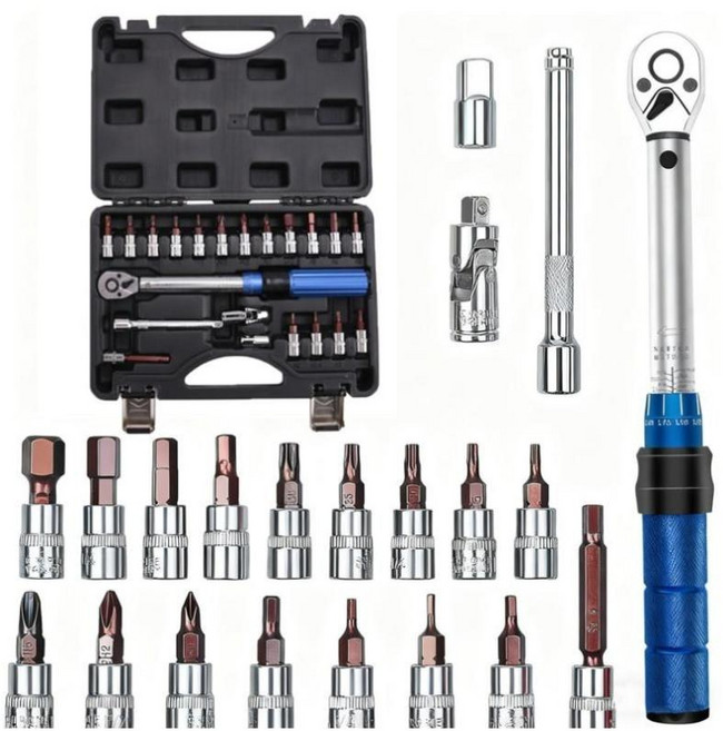 tinduo 자전거 전문 수리 정비 키트 휴대용 토크렌치 세트 21PC 1/4'' 5-25N.m, 1세트