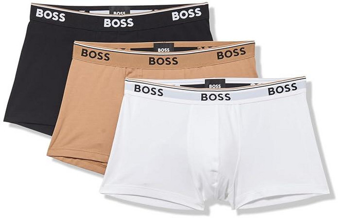BOSS 남성용 3팩 멀티 컬러 볼드 로고 트렁크 코발트/북극/네이비 스몰 144295