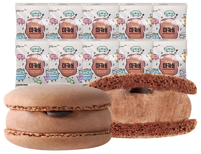 CJ프레시웨이 수제마카롱 초코, 10개, 18g